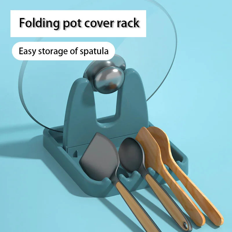 Foldable Pot Lid Rack Multifunctional Kitchen Spoon Holder Stand Organizer Fork Spatula Rack Pan Cover Shelf Tableware Storage